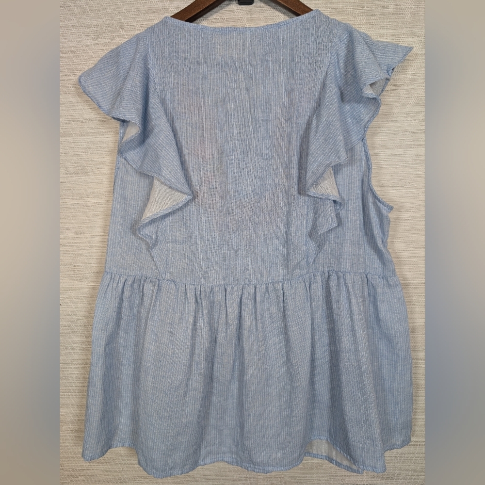 Savanna Jane Plus Size Floral Embroidered Striped Sleeveless Blouse Top 1X NWT - Picture 9 of 10